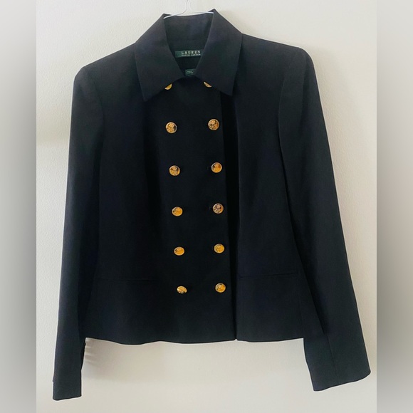 Ralph Lauren Black and Gold Military Blazer size 8 perfect like new condition - Picture 2 of 15